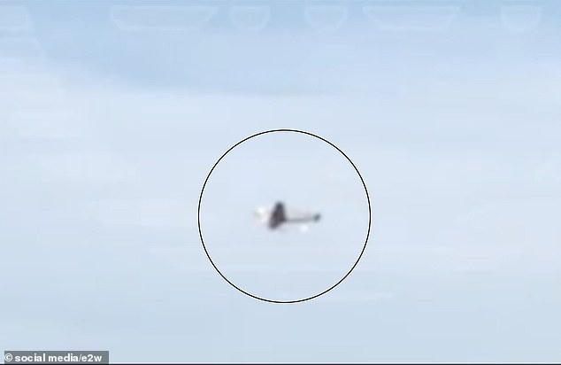 A drone attack in the Moscow region is pictured in the sky on September 1, today