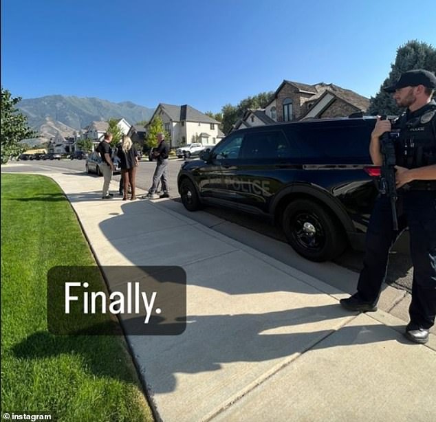 Franke's eldest daughter Shari, 20, posted about her mother's arrest on Instagram, sharing an image of police officers outside the home captioned 'Finally'