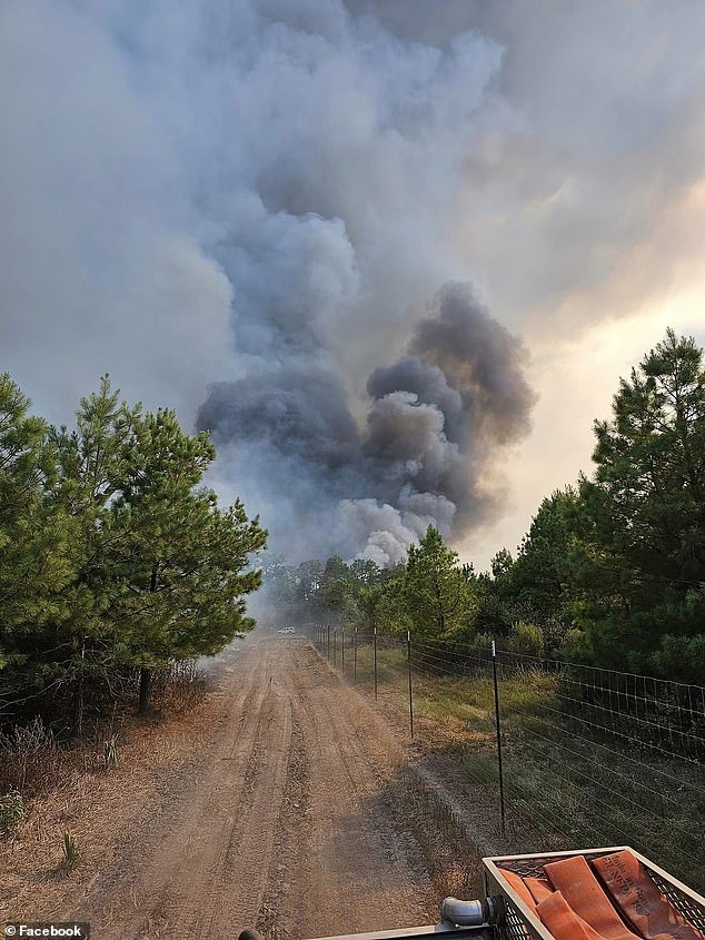 Images and video shared on social media show thick dark plumes of smoke leeching up into the air as the fire burns