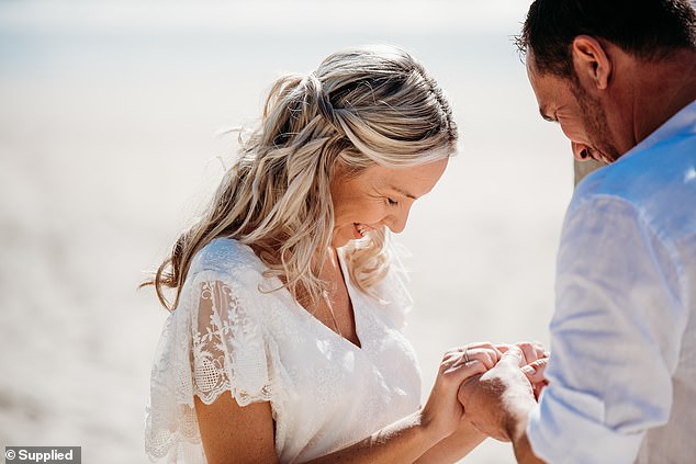 The two wed on June 15 in Noosa - five days before Angela started treatment