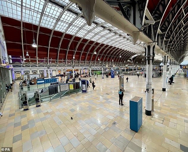 Passengers at Paddington train station in London during September 1 strike action by Aslef