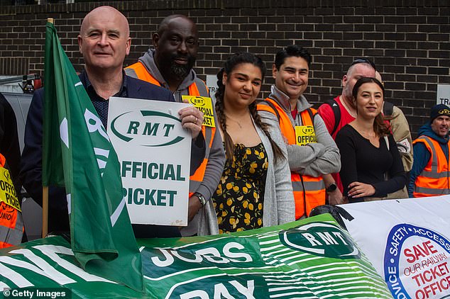 General secretary Mick Lynch joins striking RMT members attending their picket line on September 2