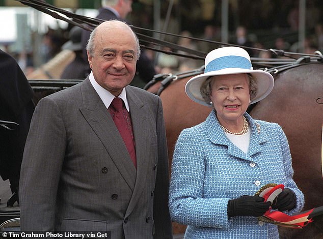 Mohamed Al Fayed with the Queen in 1997. His business connections and charity work saw him mixing with high society