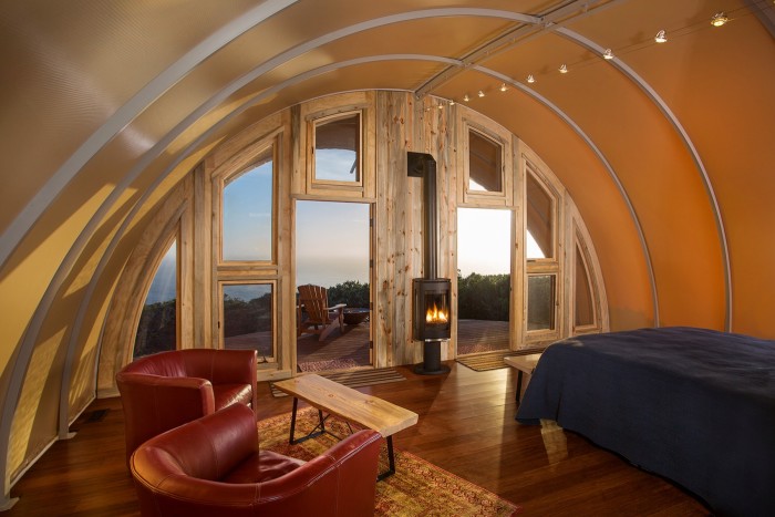 One of the autonomous tents at Treebones on the Big Sur coast