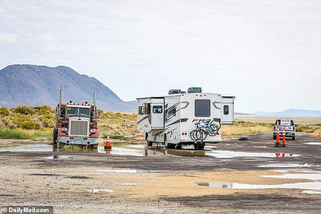 The remnants of the rain are seen in Gerlach, Nevada