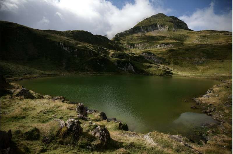 Lake Areau in the French Pyrenees has taken on a strange green hue