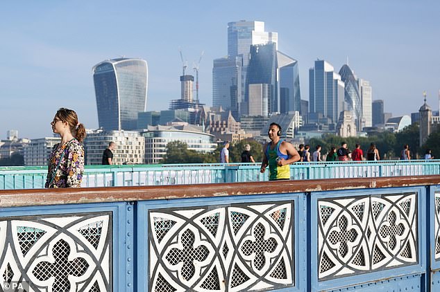 Some were exercising and walking their dogs in Windsor Great Park this morning, while others used the great weather to explore central London (pictured here)