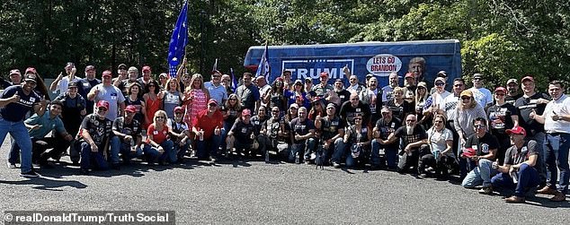 Trump earlier on Monday hosted 'Bikers For Trump' at his Bedminster golf club