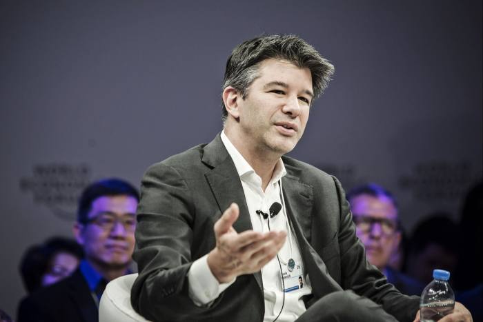 Travis Kalanick speaks at an event