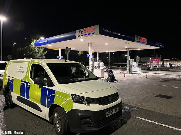 Emergency services were called to the petrol station at around 7:35pm on Monday