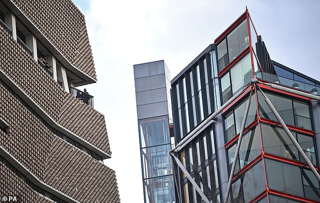 The viewing platform at Tate Modern's Switch House gives a view directly into Neo Bankside flats. Above: 2019 file photo