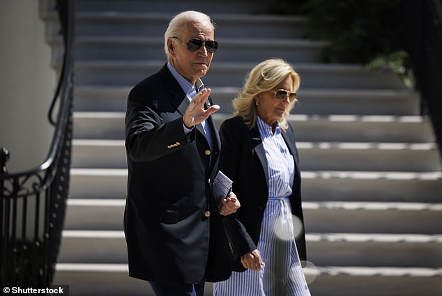 President Joe Biden and first lady Dr Jill Biden walk on the South Lawn of the White House on Sept. 2, 2023