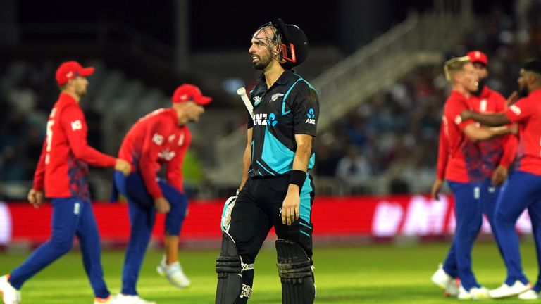 Daryl Mitchell out after superb fielding from Mark Wood. 