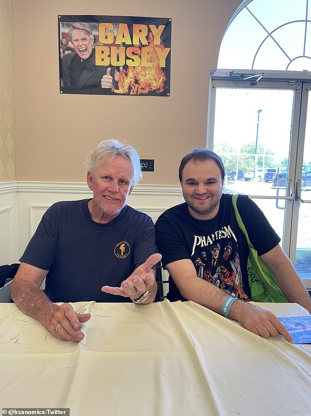 Busey is seen here taking pictures in the same photoshoot area of the Monster Mania event where at least three women have accused him of inappropriately touching them