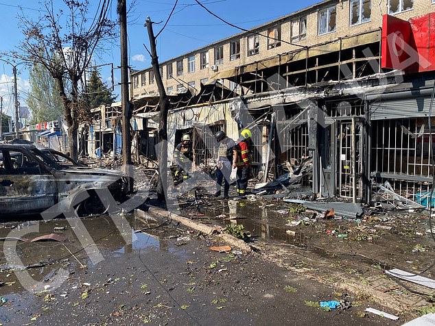 The aftermath of the attack on the market in Konstiantynivka