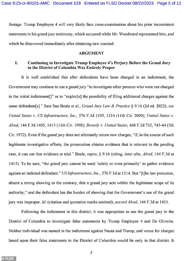 New court filings show that the federal government 'anticipates calling Trump Employee 4 as a trial witness