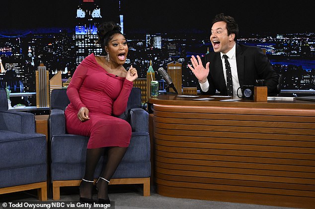 Fallon appears totally fascinated with guests who feature on the show (pictured: actress Keke Palmer)