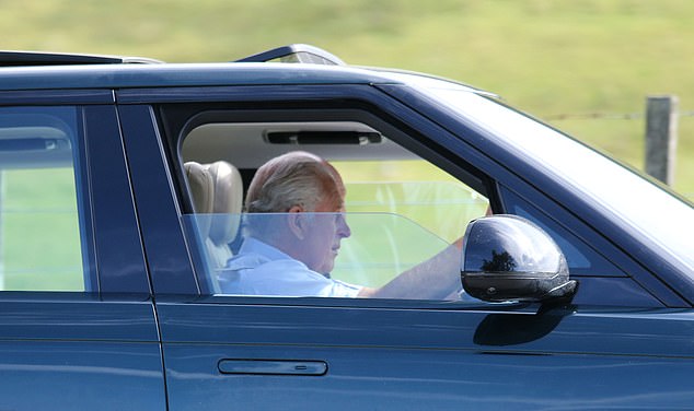 Meanwhile King Charles III was seen driving in Scotland today near to Balmoral Castle