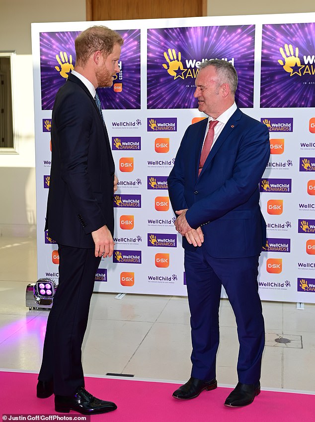 Prince Harry arrives on the red carpet ahead of the night of celebrations