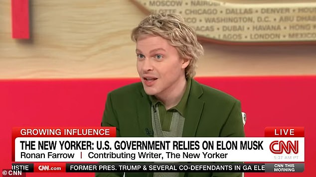 Ronan Farrow on Tuesday told CNN that Elon Musk had 'the Ukrainians and the U.S. government at gunpoint'