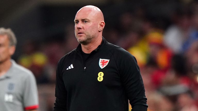 Rob Page watches on from the touchline