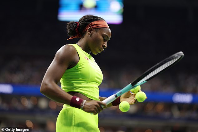 Coco Gauff was clearly frustrated by the delay and did not want to go off the court up one set