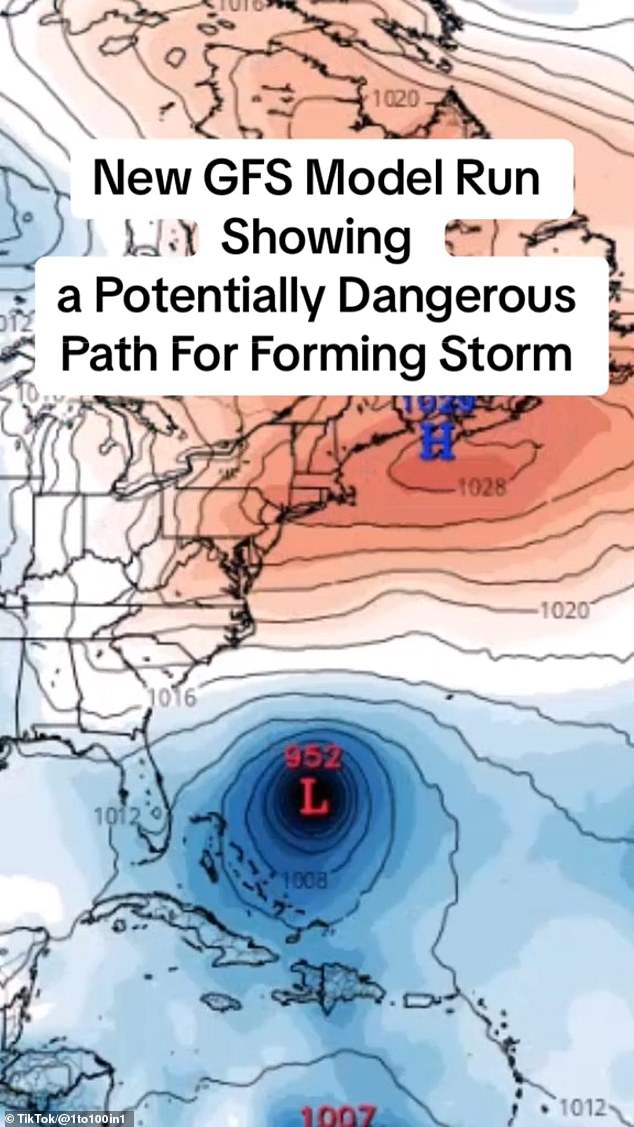 Lee is pictured circulating north of Turks and Caicos in one model. It is not expected to hit Florida