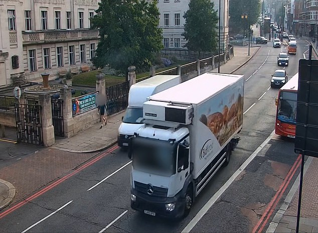 Khalife escaped in this grocery lorry by strapping himself to its underside (caught on CCTV after his escape)