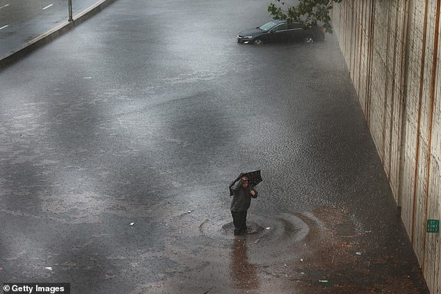 New York City was drenched on Friday as flash flooding hit the roads during rush hour and up to seven inches of rain are forecast.  The Prospect Expressway in Mamaroneck in Westchester County is pictured above