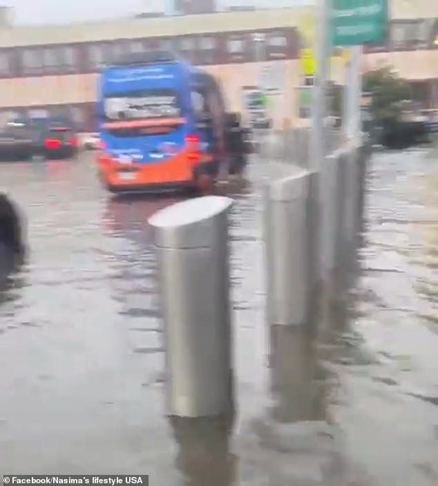 The waiting area at LaGuardia airport is seen above on Friday afternoon