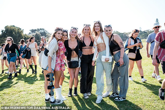 Groups of girls flocked together to tackle the mosh pit