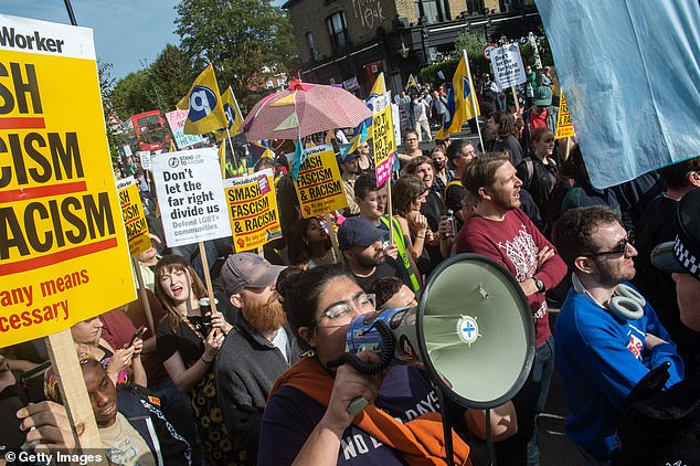 Many people turned out to counter-demonstrate against Laurence Fox and Turning Point UK on Saturday