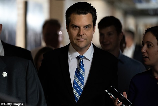 The House Speaker has faced stern opposition from hardline Republican representatives including Florida Congressman Matt Gaetz (pictured)