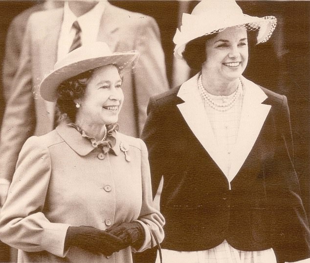 She certainly had much to be proud about – starting with the advancements she made for women: becoming San Francisco’s first female mayor in 1978, the first woman elected from California to the US Senate in 1992, and the first female chair of the Senate Intelligence Committee in 2009. (Pictured with the Queen in 1983).