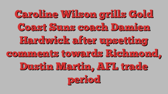 Caroline Wilson grills Gold Coast Suns coach Damien Hardwick after upsetting comments towards Richmond, Dustin Martin, AFL trade period