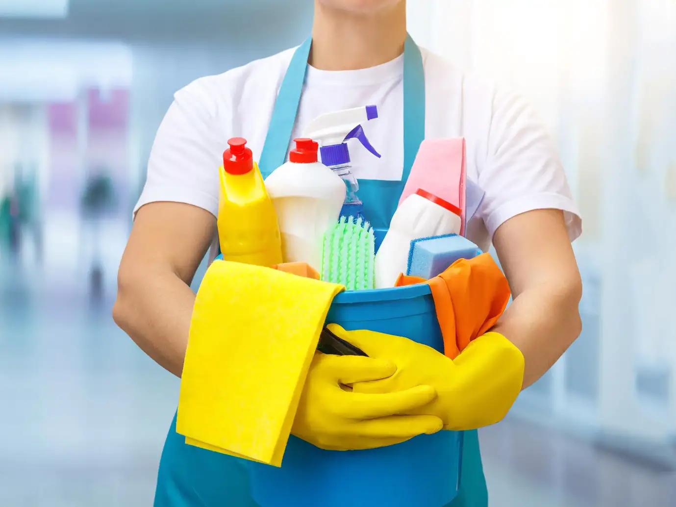 Man With Cleaning Products