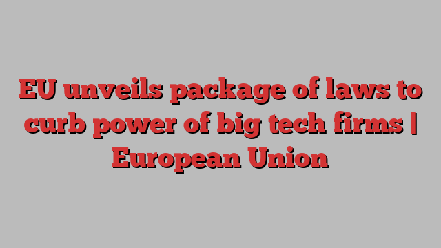 EU unveils package of laws to curb power of big tech firms | European Union