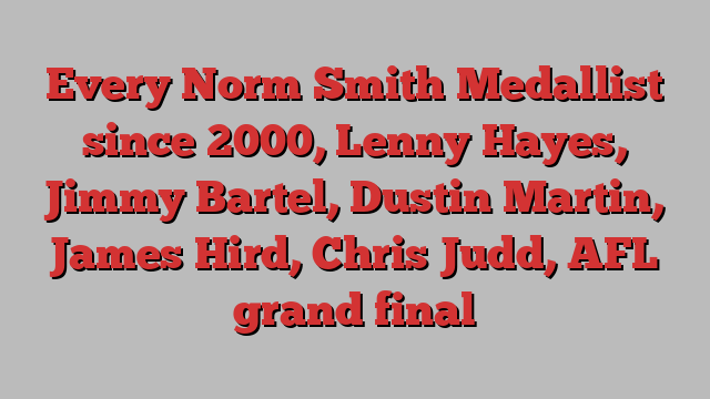 Every Norm Smith Medallist since 2000, Lenny Hayes, Jimmy Bartel, Dustin Martin, James Hird, Chris Judd, AFL grand final