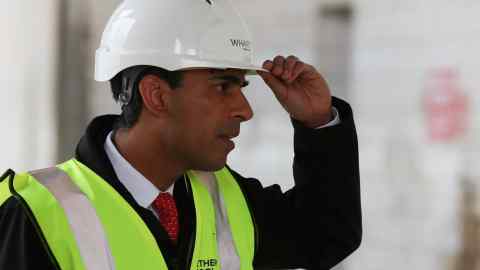 Rishi Sunak in a hard hat and hi-vis jacket