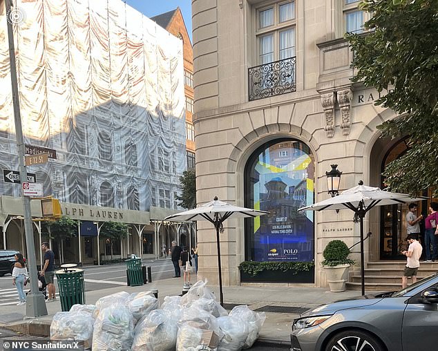 Ralph Lauren is SHAMED by NYC Sanitation department for putting trash outside flagship Upper East Side store as city battles rat infestation