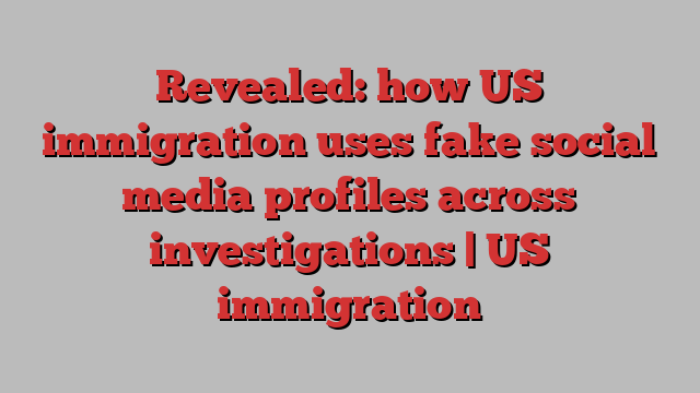 Revealed: how US immigration uses fake social media profiles across investigations | US immigration