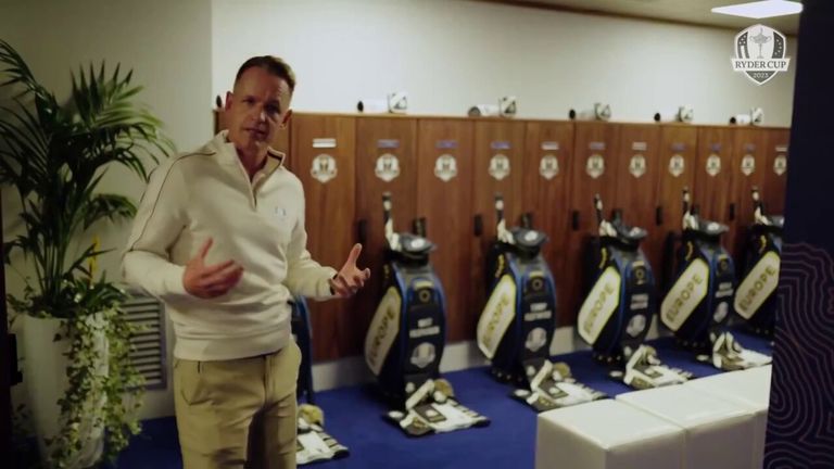 Team Europe Ryder Cup captain, Luke Donald gives us a behind the scenes look at their team space at the Marco Simone Golf course.