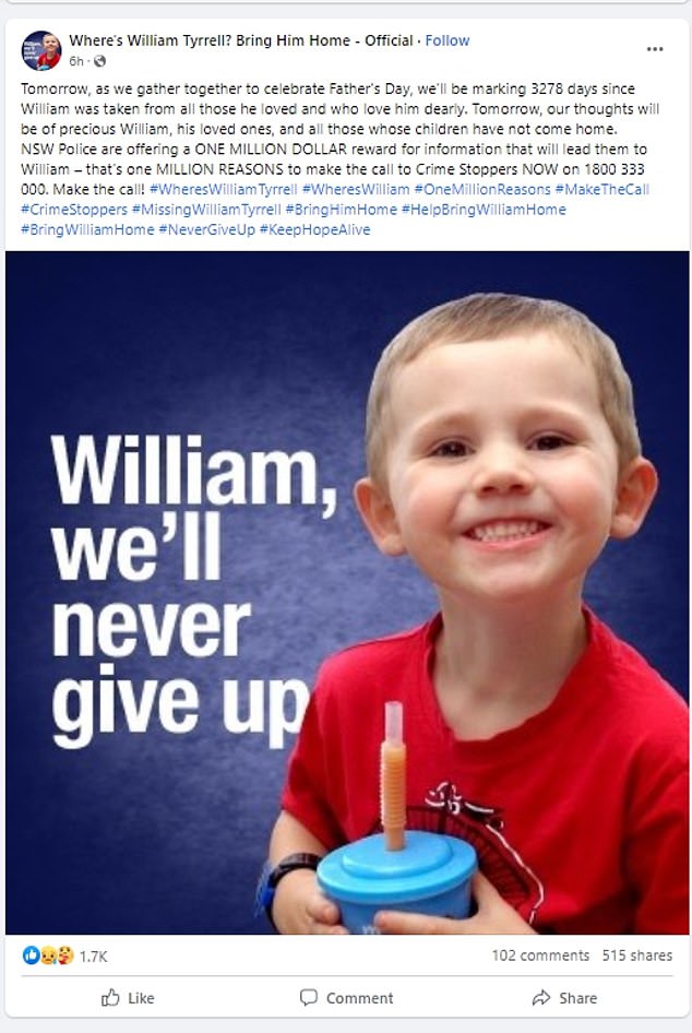 William Tyrrell’s foster parents issue Father’s Day plea to find missing toddler a day before they are due to plead guilty in court over sale of his ‘forever home’