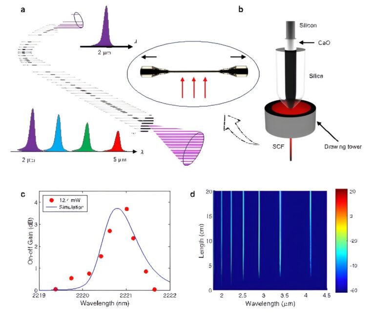 Raman amplification at 2.2 μm in silicon core fibers with prospects for extended mid-infrared source generation