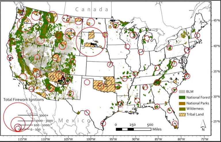 The timing of fireworks-caused wildfire ignitions during the Fourth of July holiday season