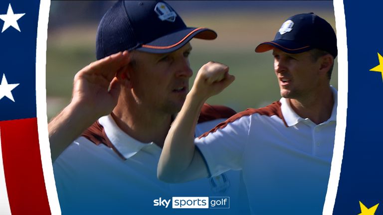 Justin Rose is rolling back the years on Day 2 of the Ryder Cup, as he sinks this superb birdie to give Europe the lead for the first time in match three.