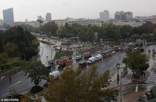 Police have cordoned off the south side of the Interior Ministry building