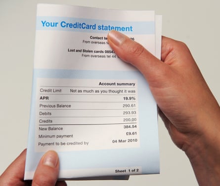 A mock-up of a credit card statement