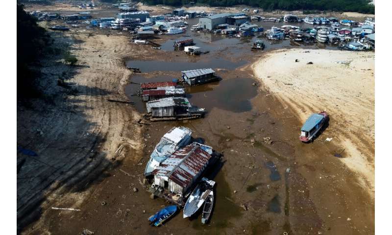 Stranded boats dot the Rio Negro