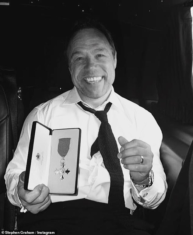 Proud moment: It comes after Stephen received royal honours during an investiture ceremony at Buckingham Palace earlier this year